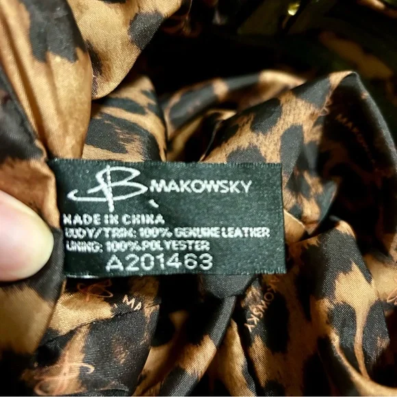 B Makowsky Olive Green Leather Hobo Bag Purse - Picture 3 of 14